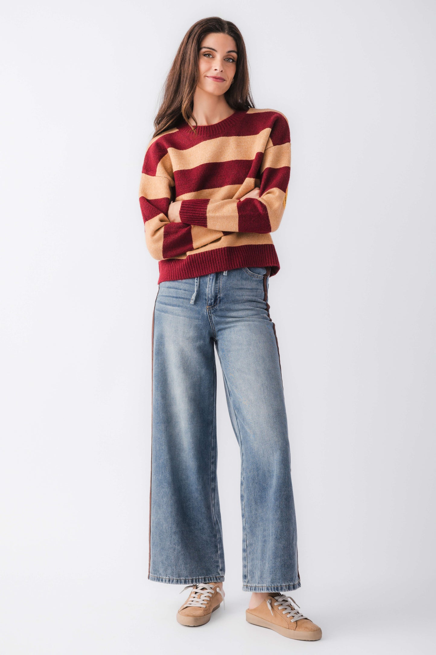 By Together Striped Smiley Face Sweater