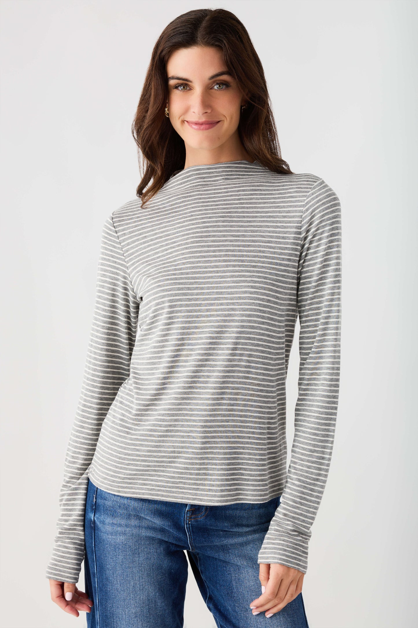 Wishlist Striped Mockneck Knit Top