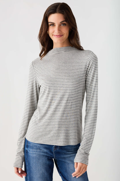 Wishlist Striped Mockneck Knit Top