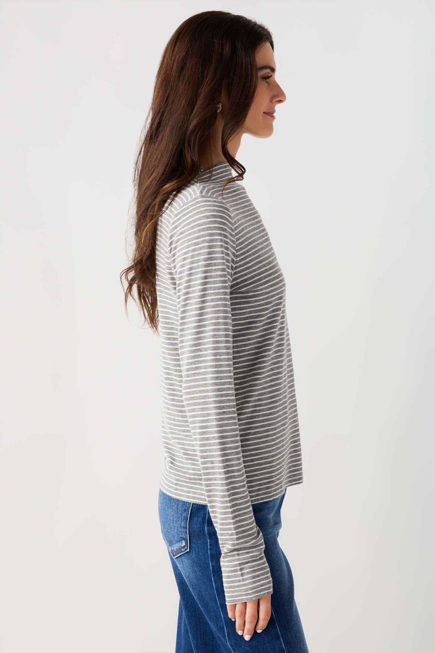 Wishlist Striped Mockneck Knit Top