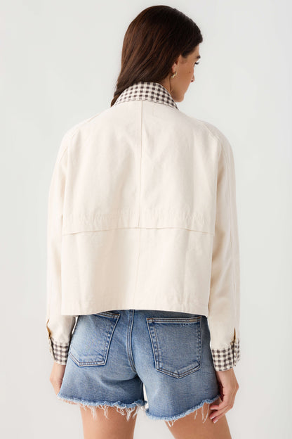 Miou Muse Gingham Collared Twill Jacket