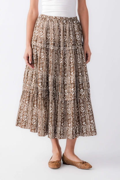 Pinch Printed Tiered Maxi Skirt