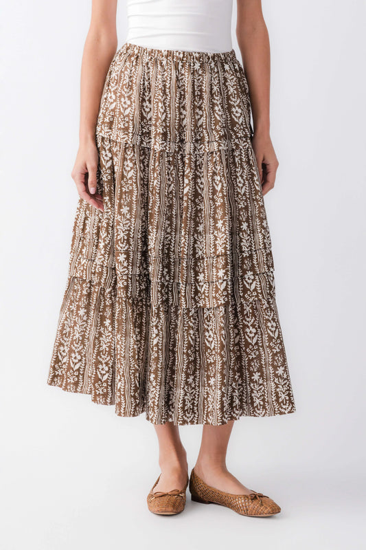 Pinch Printed Tiered Maxi Skirt