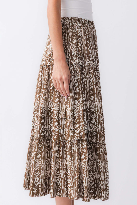 Pinch Printed Tiered Maxi Skirt