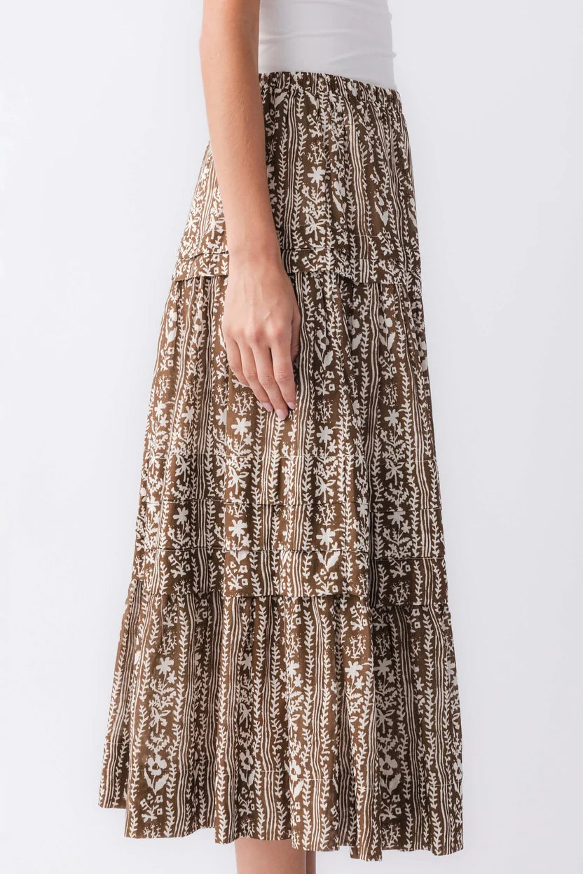 Pinch Printed Tiered Maxi Skirt