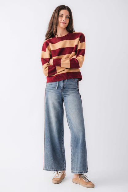 By Together Striped Smiley Face Sweater