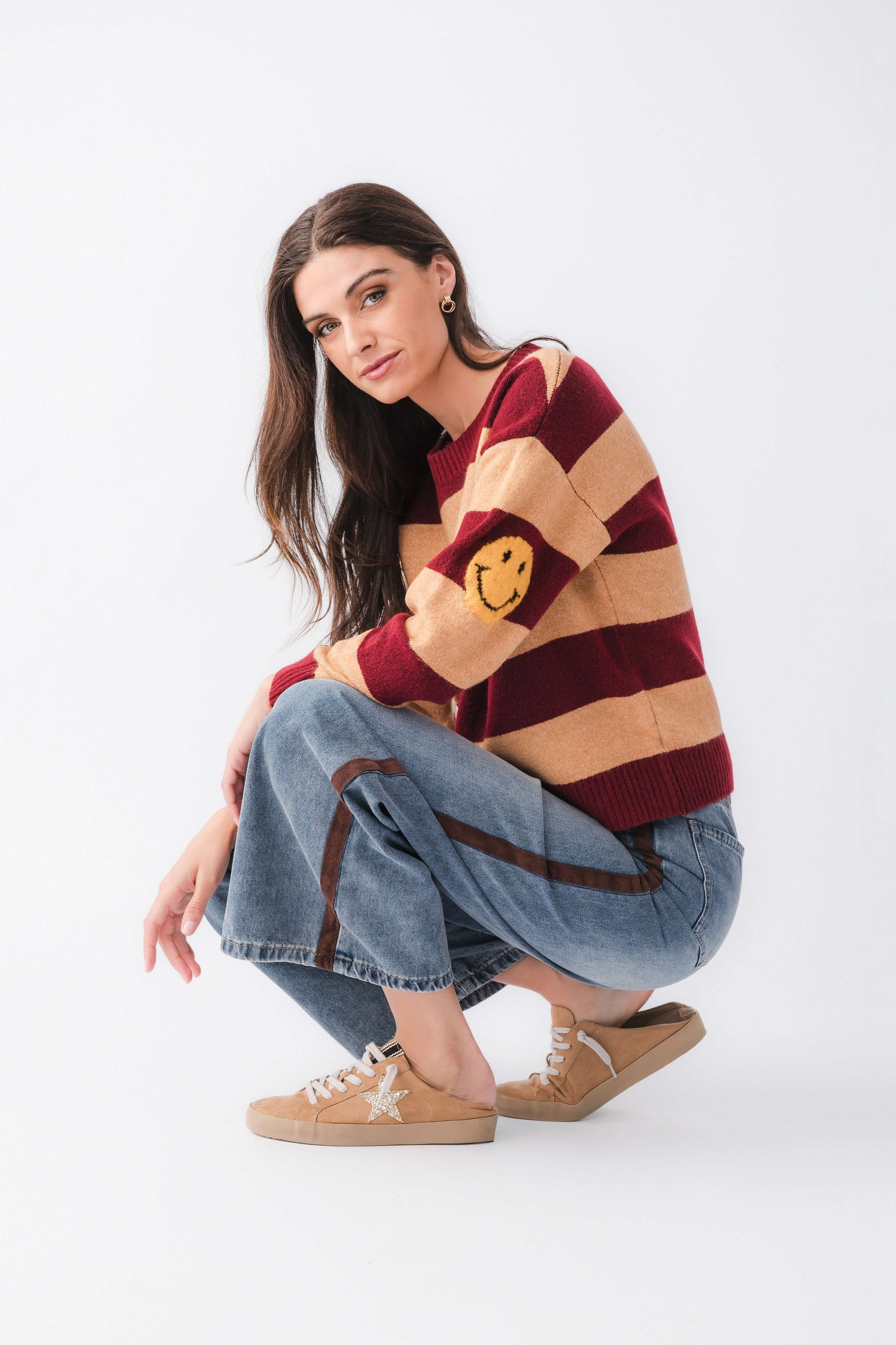 By Together Striped Smiley Face Sweater