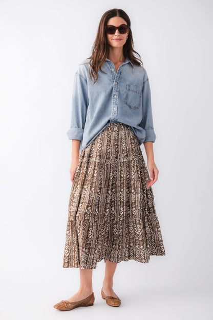 Pinch Printed Tiered Maxi Skirt