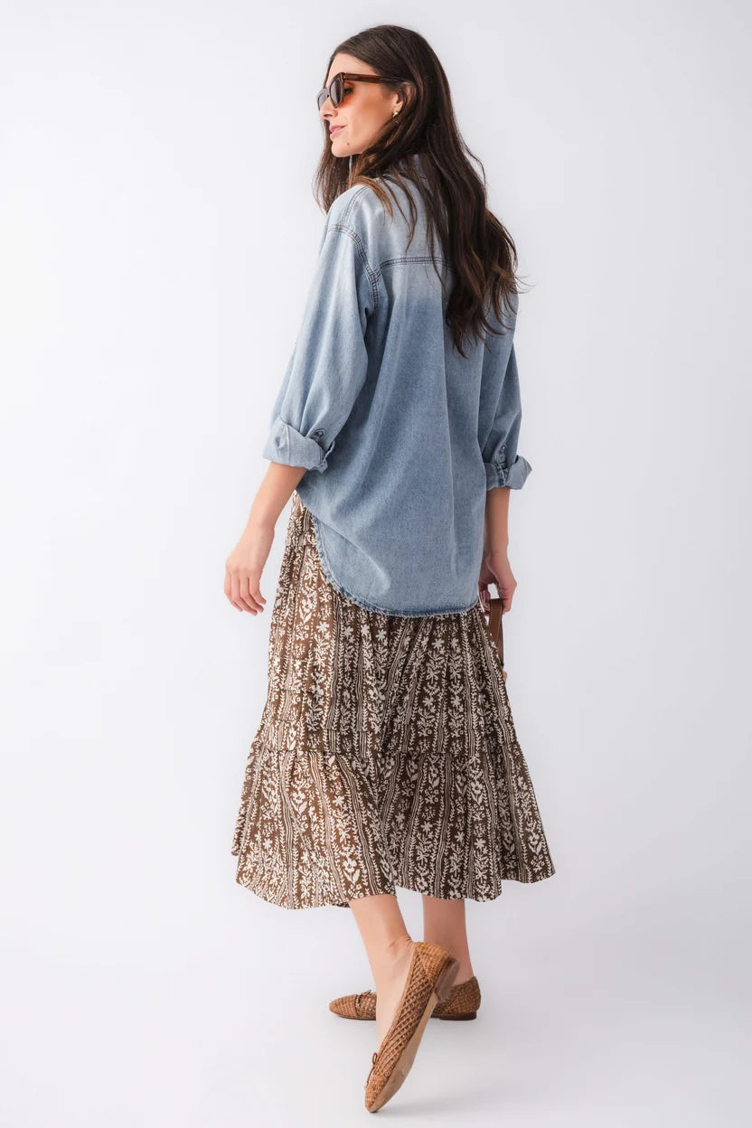 Pinch Printed Tiered Maxi Skirt